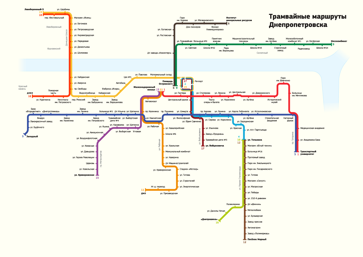 Карта маршрутов трамваев. Схема трамвая Днепропетровск. Трамвай Днепра схема движения. Схема трамвайных маршрутов г.Днепр. Маршруты трамваев Днепр.