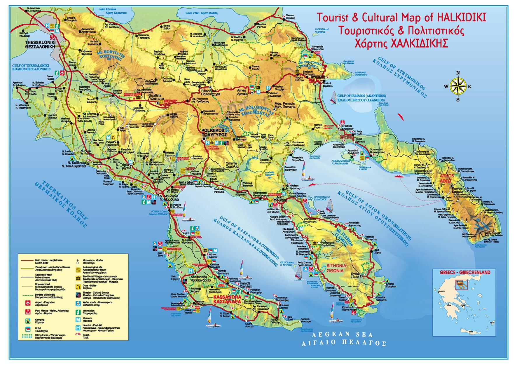 Карта греции с достопримечательностями