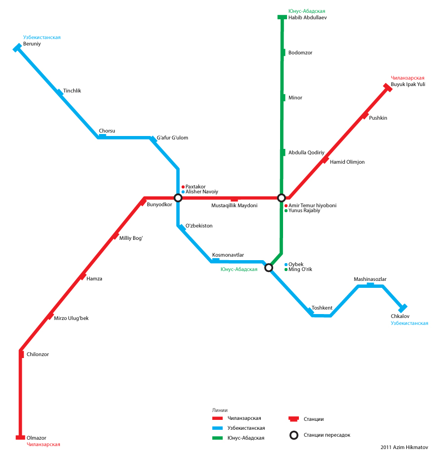 Карта ташкентского метрополитена