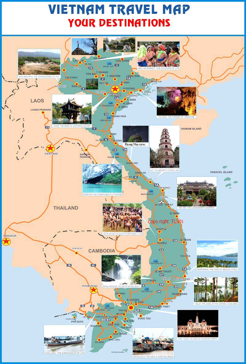 Карта вьетнама на русском языке с достопримечательностями